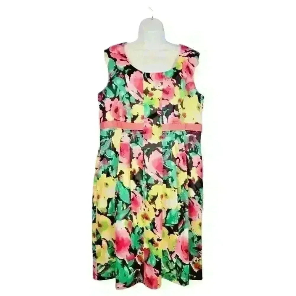 KIM ROGERS Womans FLORAL Dress Lined Top STRETCH Multi Color size 18